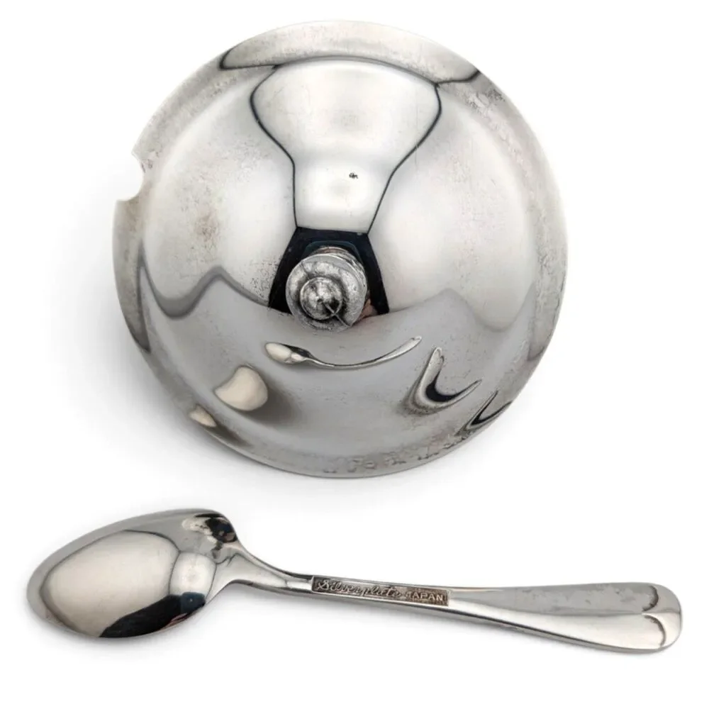 Vintage Silverplate Japan Condiment Spoon & Small Notched Lid Serving Pieces